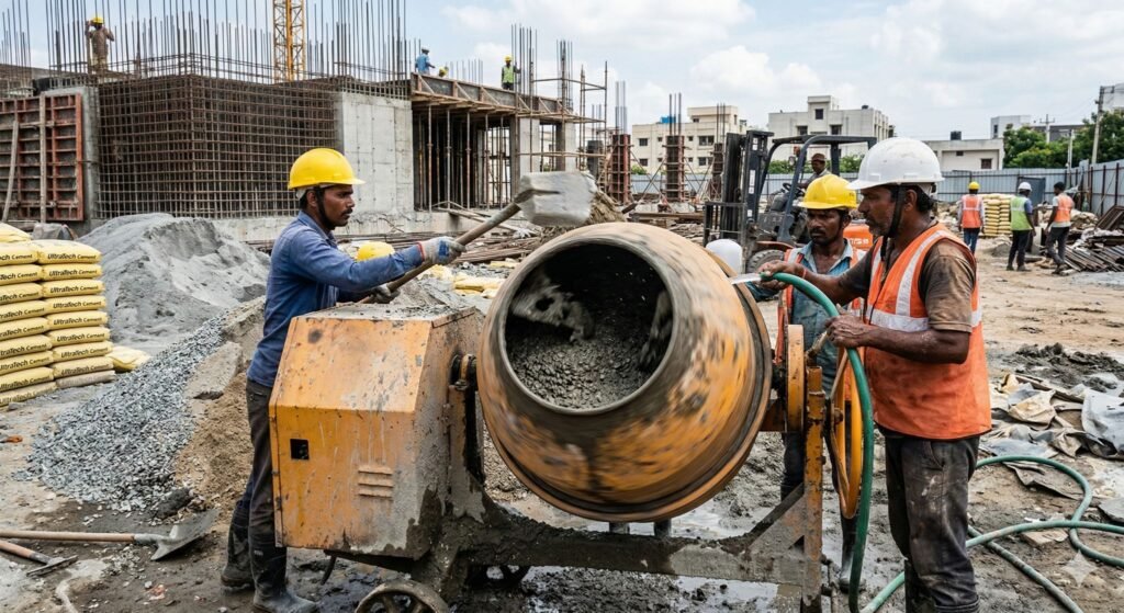 Wet Concrete Mixing Process